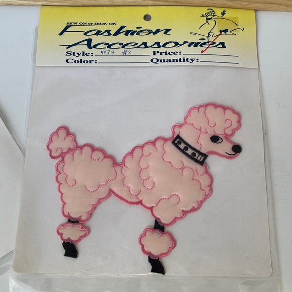 Vintage Poodle Iron On Patches Set of 2 Black & Pink Retro Appliqués 1950s Style - Picture 3 of 11